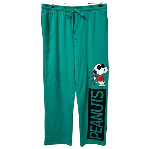 Peanuts Teal Men's Lounge Pants Snoopy Joe Cool Graphic Size XXL 34" Inseam - Picture 1 of 6